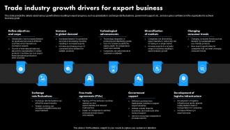 Worldwide Distribution Business Plan Trade Industry Growth Drivers For Export Business BP SS