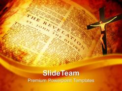 Worship jesus powerpoint templates open bible showing revelation religion graphic ppt theme
