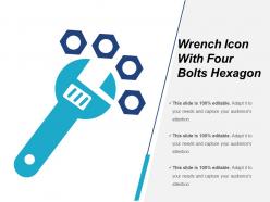 Wrench icon with four bolts hexagon