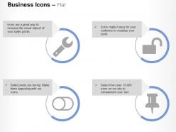 Wrench unlock toggle off thumb tack ppt icons graphics