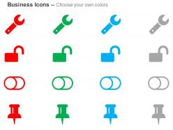 Wrench unlock toggle off thumb tack ppt icons graphics