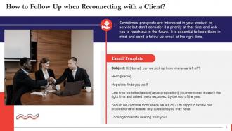 Writing Sales Follow Up Emails When Reconnecting With Client Training Ppt