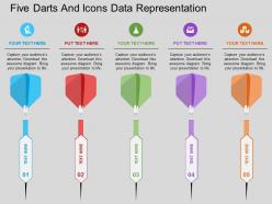 Ws five darts and icons data representation flat powerpoint design
