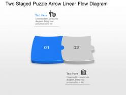 Wt two staged puzzle arrow linear flow diagram powerpoint template