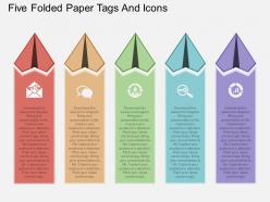 Wu five folded paper tags and icons flat powerpoint design