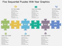 Ww five sequential puzzles with year graphics flat powerpoint design