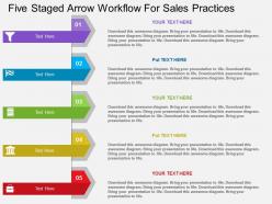 Wx five staged arrow workflow for sales practices flat powerpoint design