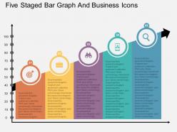 Wy five staged bar graph and business icons flat powerpoint design