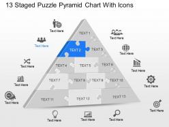 Xc 13 staged puzzle pyramid chart with icons powerpoint template