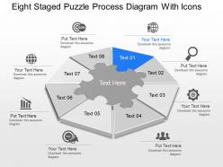 Xi eight staged puzzle process diagram with icons powerpoint template