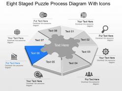 Xi eight staged puzzle process diagram with icons powerpoint template