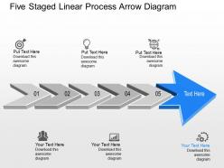 Xp five staged linear process arrow diagram powerpoint template