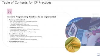 XP Practices Table Of Contents Ppt Powerpoint Presentation File Skills