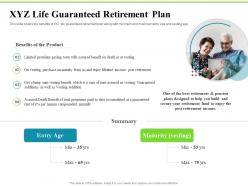 Xyz life guaranteed retirement plan investment plans ppt outline graphics template