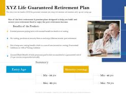 Xyz life guaranteed retirement plan retirement analysis ppt professional structure