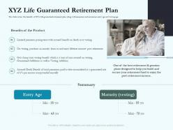 Xyz life guaranteed retirement plan social pension ppt icons