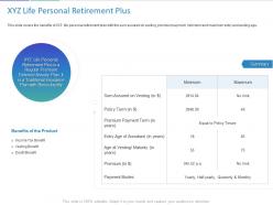 Xyz life personal retirement plus ppt powerpoint presentation summary