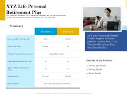 Xyz life personal retirement plus retirement analysis ppt infographics slide portrait