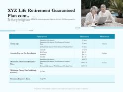 Xyz life retirement guaranteed plan cont social pension ppt themes