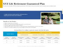 Xyz life retirement guaranteed plan retirement analysis ppt model background images