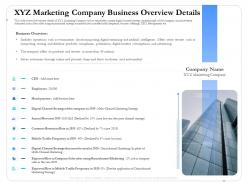 Xyz marketing company business overview details focus ppt topics