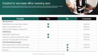 Y115 Real Estate Branding Strategies To Attract Checklist For Real Estate Offline Marketing Team MKT SS V