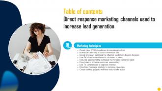 Y127 Direct Response Marketing Channels Used To Increase Lead Generation Table Of Contents MKT SS V