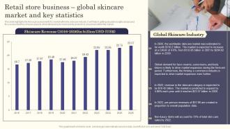 Y150 Retail Store Business Global Skincare Market And Key Statistics Ppt Download BP SS
