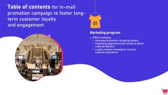 Y179 In Mall Promotion Campaign To Foster Long Term Customer Loyalty Table Of Contents MKT SS V