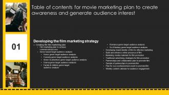 Y229 Movie Marketing Plan To Create Awareness And Generate Table Of Contents Strategy SS V