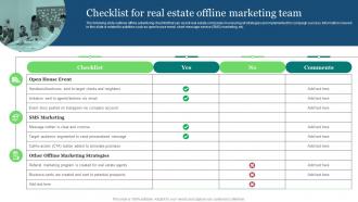 Y32 Real Estate Marketing Ideas To Improve Checklist For Real Estate Offline Marketing Team MKT SS V