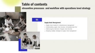 Y52 Streamline Processes And Workflow With Operations Level Strategy Table Of Contents Strategy SS V