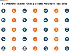 Y combinator investor funding elevator pitch deck icons slide ppt template