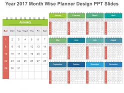 Year 2017 month wise planner design ppt slides