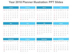Year 2018 planner illustration ppt slides