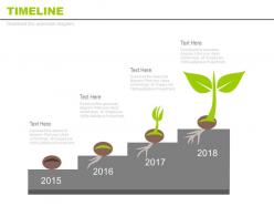 Year based timeline for growth indication powerpoint slides