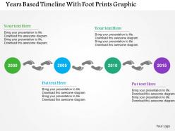 Year based timeline with foot prints graphic flat powerpoint design