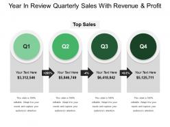Year in review quarterly sales with revenue and profit