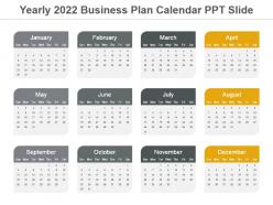 Yearly 2022 business plan calendar ppt slide