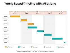 Yearly Based Timeline With Milestone Ppt Powerpoint Presentation Gallery Example File