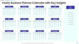Yearly business planner calendar with key insights