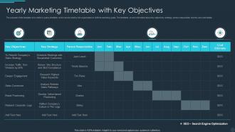 Yearly Marketing Timetable With Key Objectives