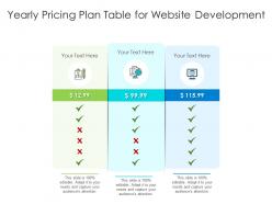 Yearly pricing plan table for website development infographic template