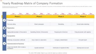 Yearly Roadmap Matrix Of Company Formation