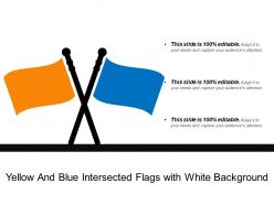 Yellow and blue intersected flags with white background