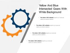 Yellow and blue intersected gears with white background