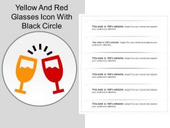 Yellow and red glasses icon with black circle
