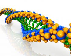 Yellow blue and green colored dna for human health stock photo