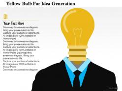 Yellow bulb for idea generation flat powerpoint design