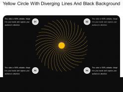 Yellow circle with diverging lines and black background